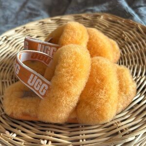 Baby Ugg Fluff Yeah Orange Slingback Slippers